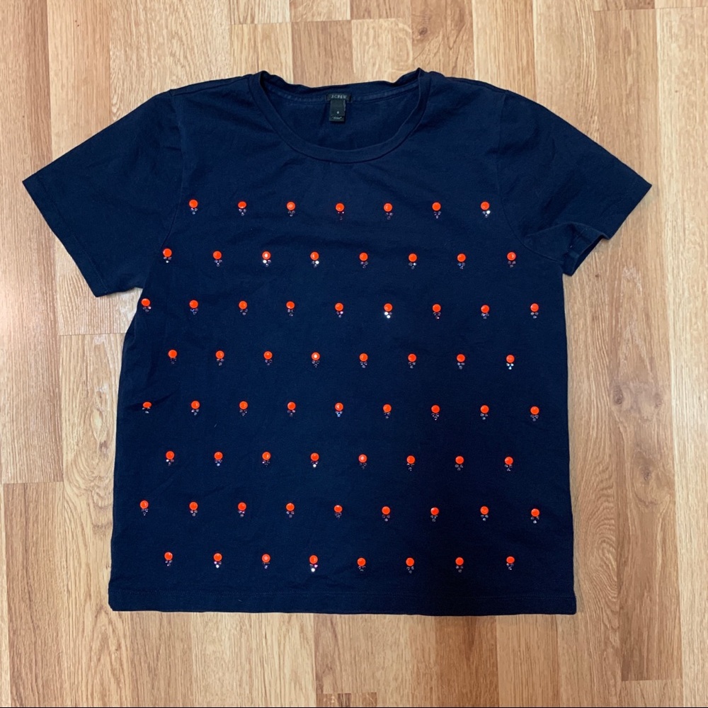 Embellished Dot Tee in Navy